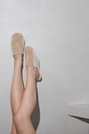 Paire De Chaussons - Éponge - Rayures Sable / Crème