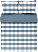 Housse De Couette Emma, Stone Washed Check Coton - 240x220 - Bleu