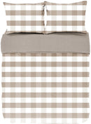 Housse De Couette Emma, Stone Washed Check Coton - 240x220 - Taupe