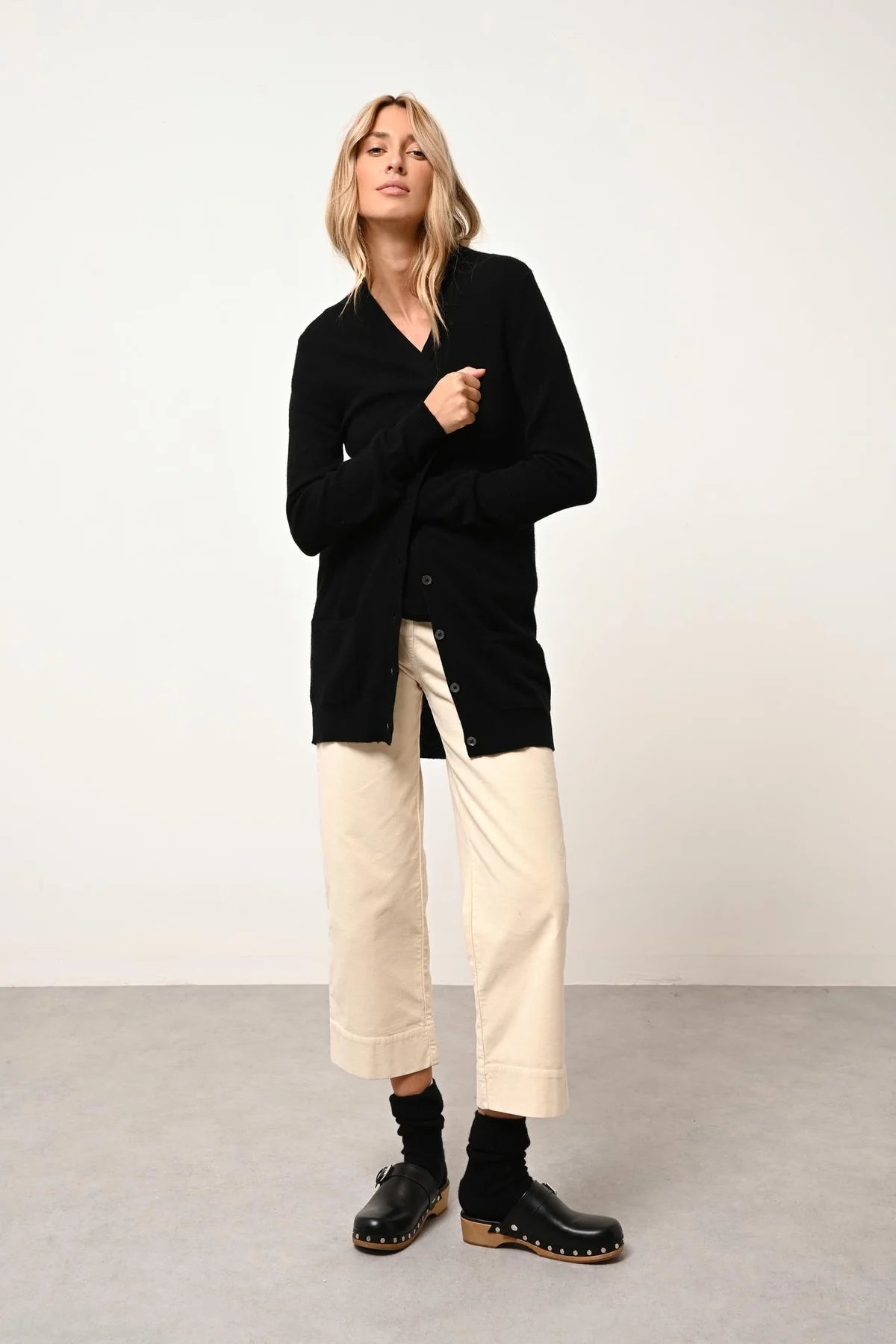 Cardigan Col V - Chelsea - Noir
