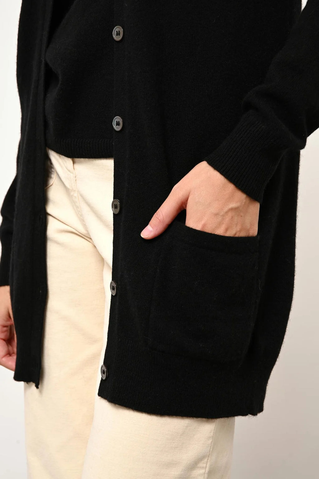 Cardigan Col V - Chelsea - Noir