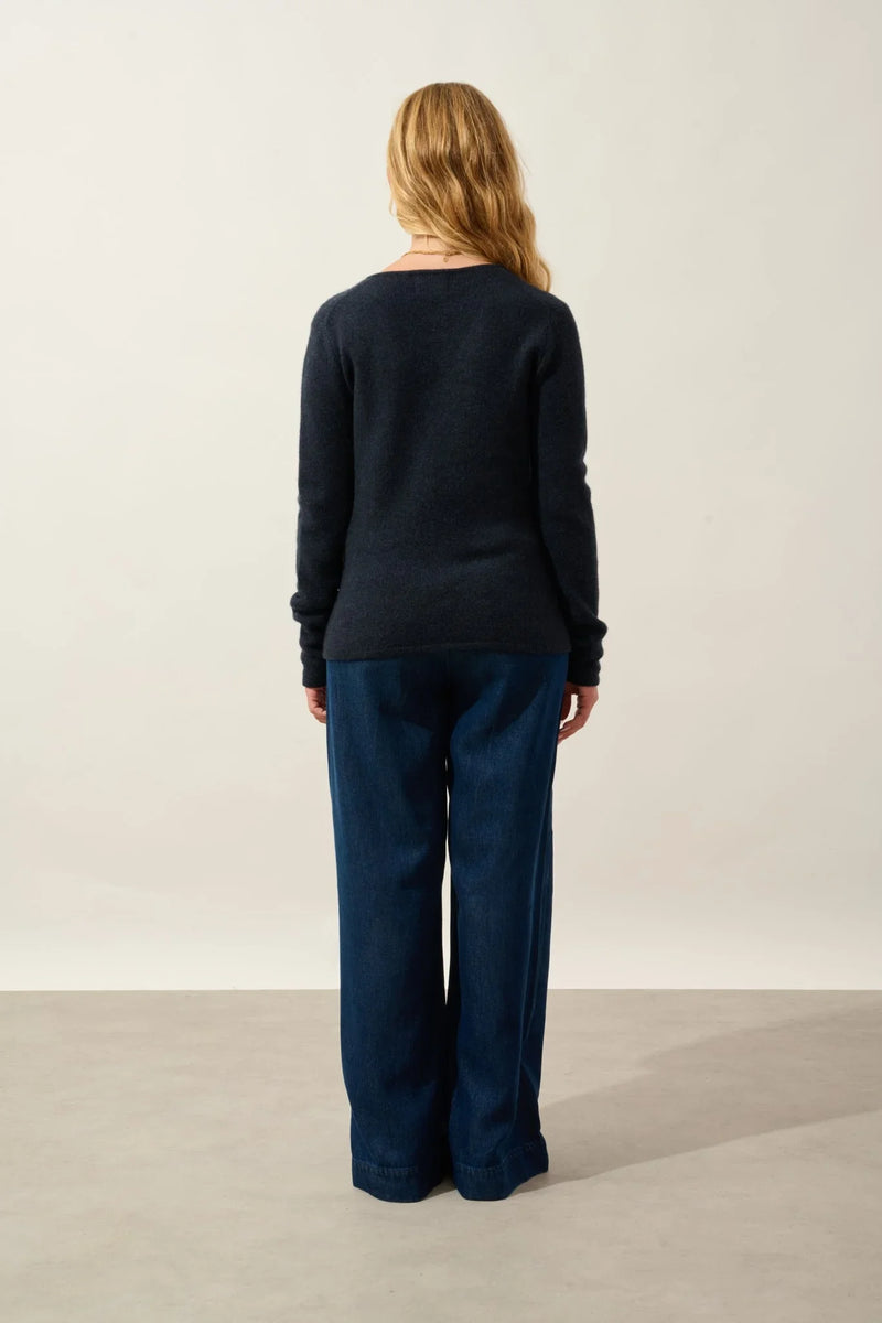 Pull Col V 4 Fils - Chelsea - Caviar