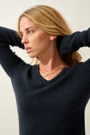 Pull Col V 4 Fils - Chelsea - Caviar