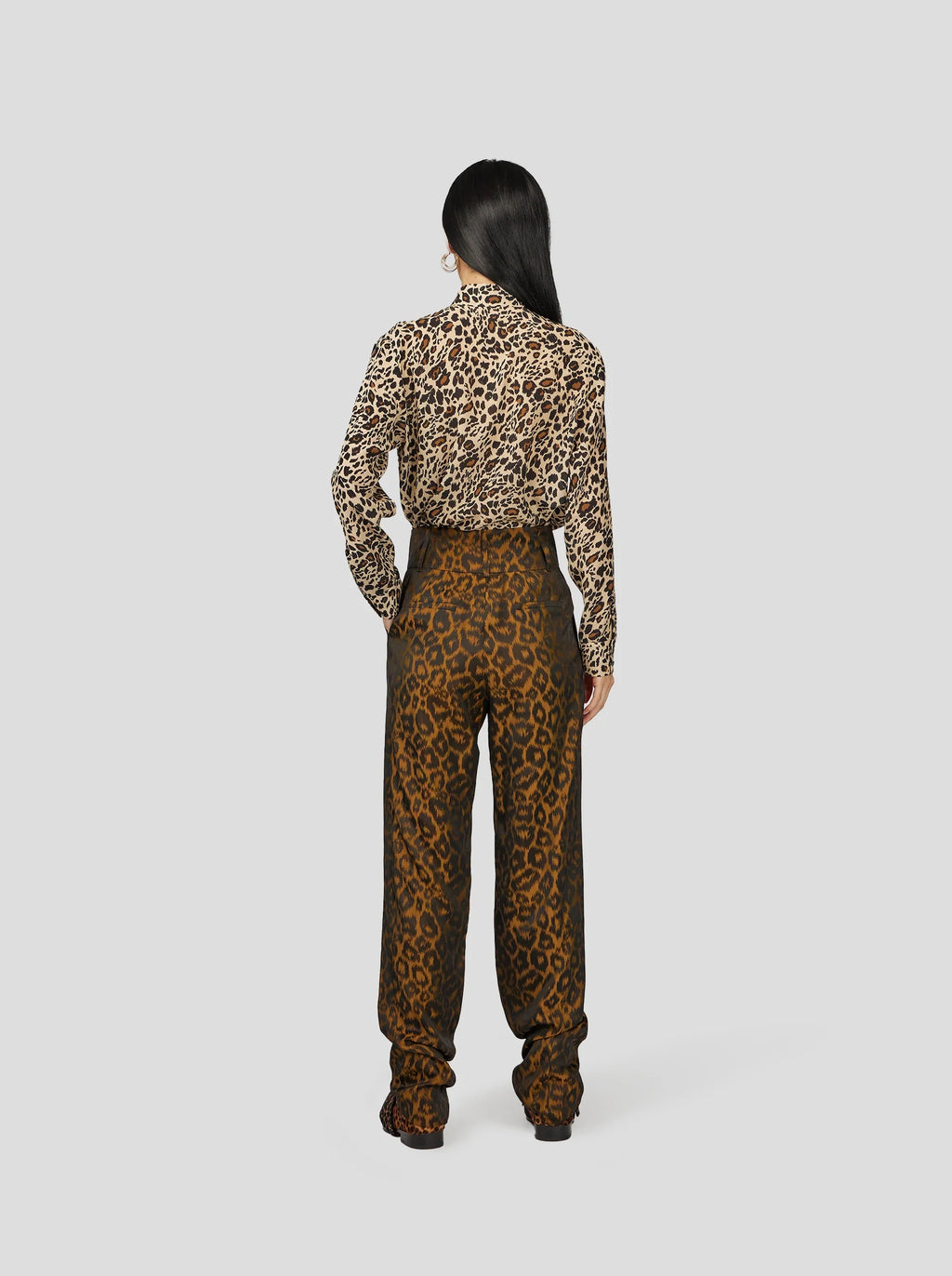 Dori Blouse Met Zijdeachtige Luipaardprint