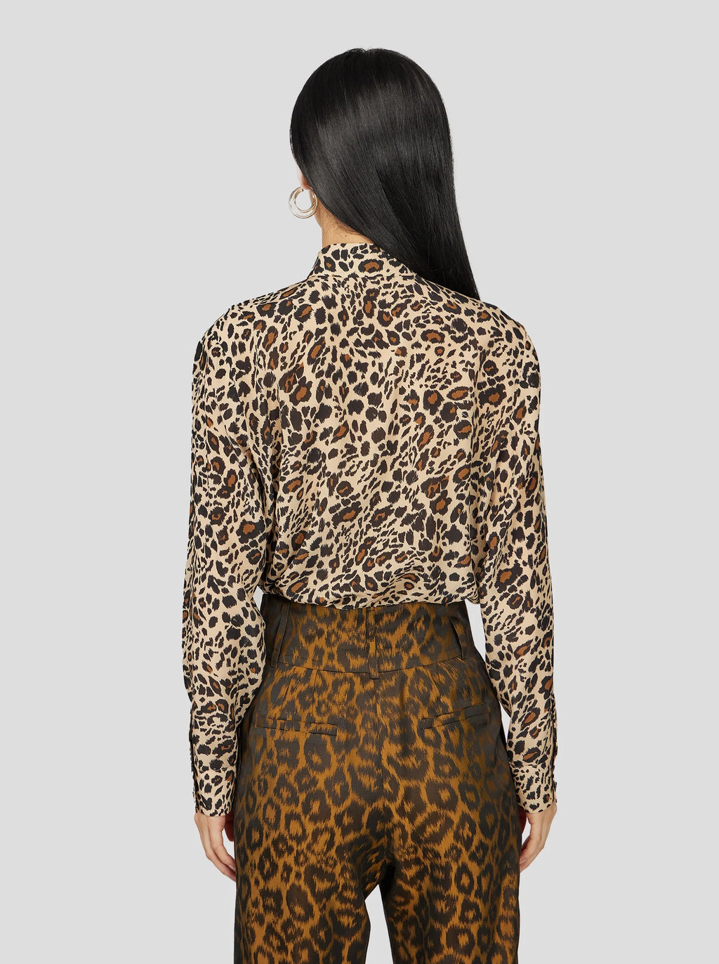 Dori Blouse Met Zijdeachtige Luipaardprint