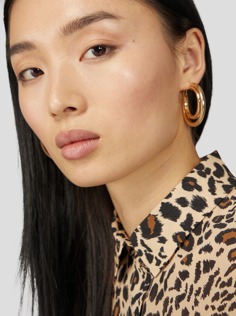 Chemise Dori En Imprimé Léopard Soyeux