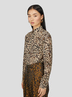 Dori Blouse Met Zijdeachtige Luipaardprint