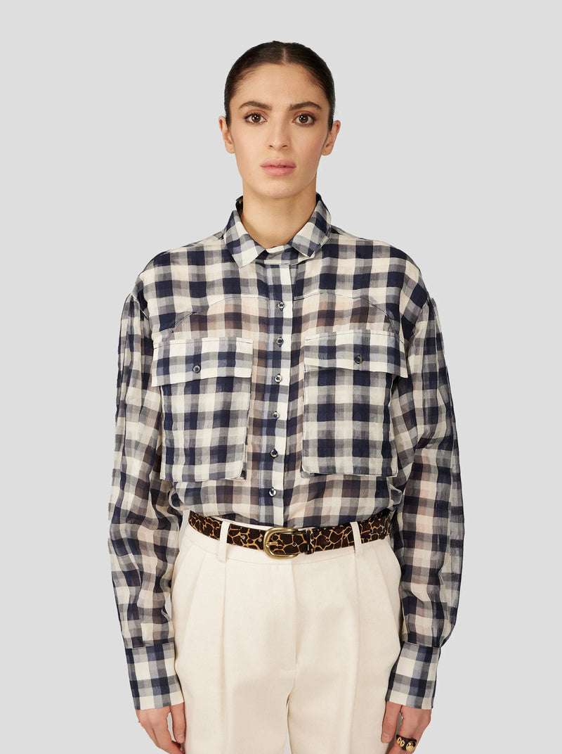 Chemise Elwood En Vichy Noir Surdimensionné