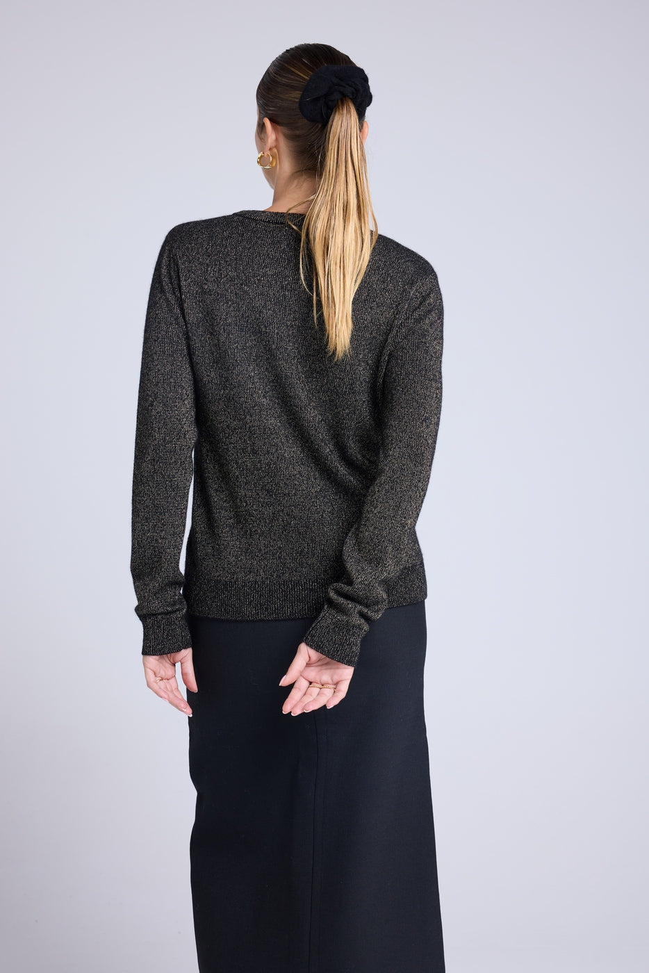 Maglione Girocollo Lurex Cuore Cherry - Nero Dorato Rosso