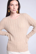 Pull Col Rond Torsades Chiara - Beige Creme - Femme