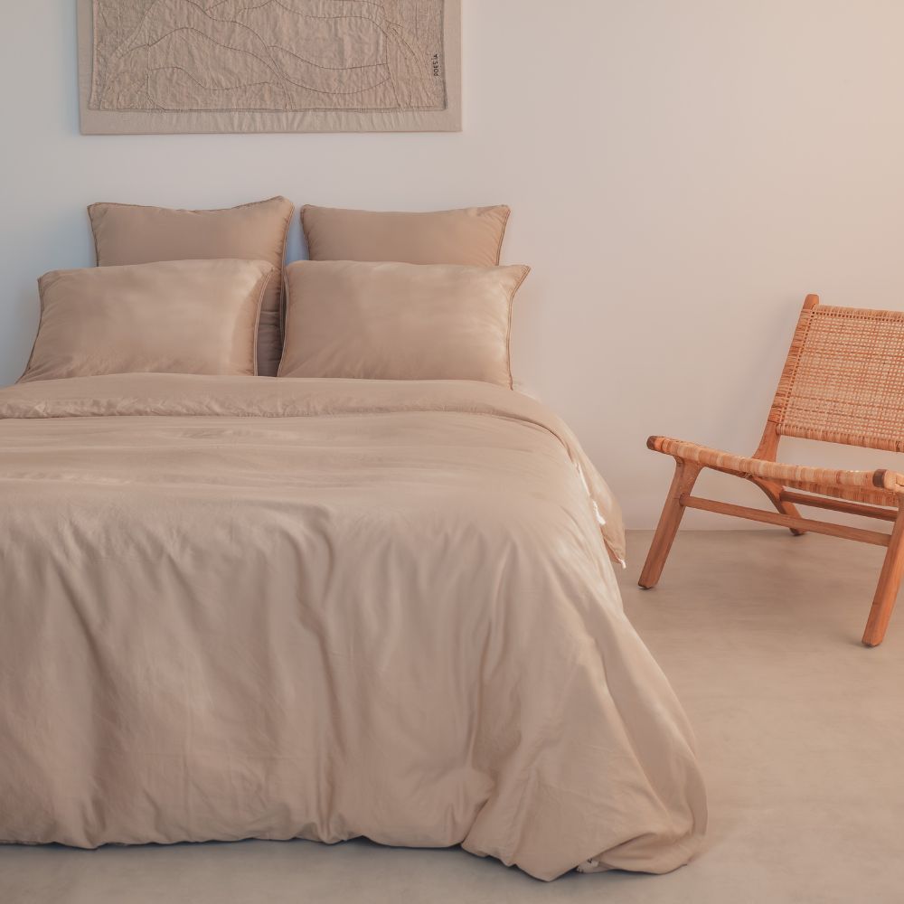 Housse De Couette En Satin De Coton - Beige