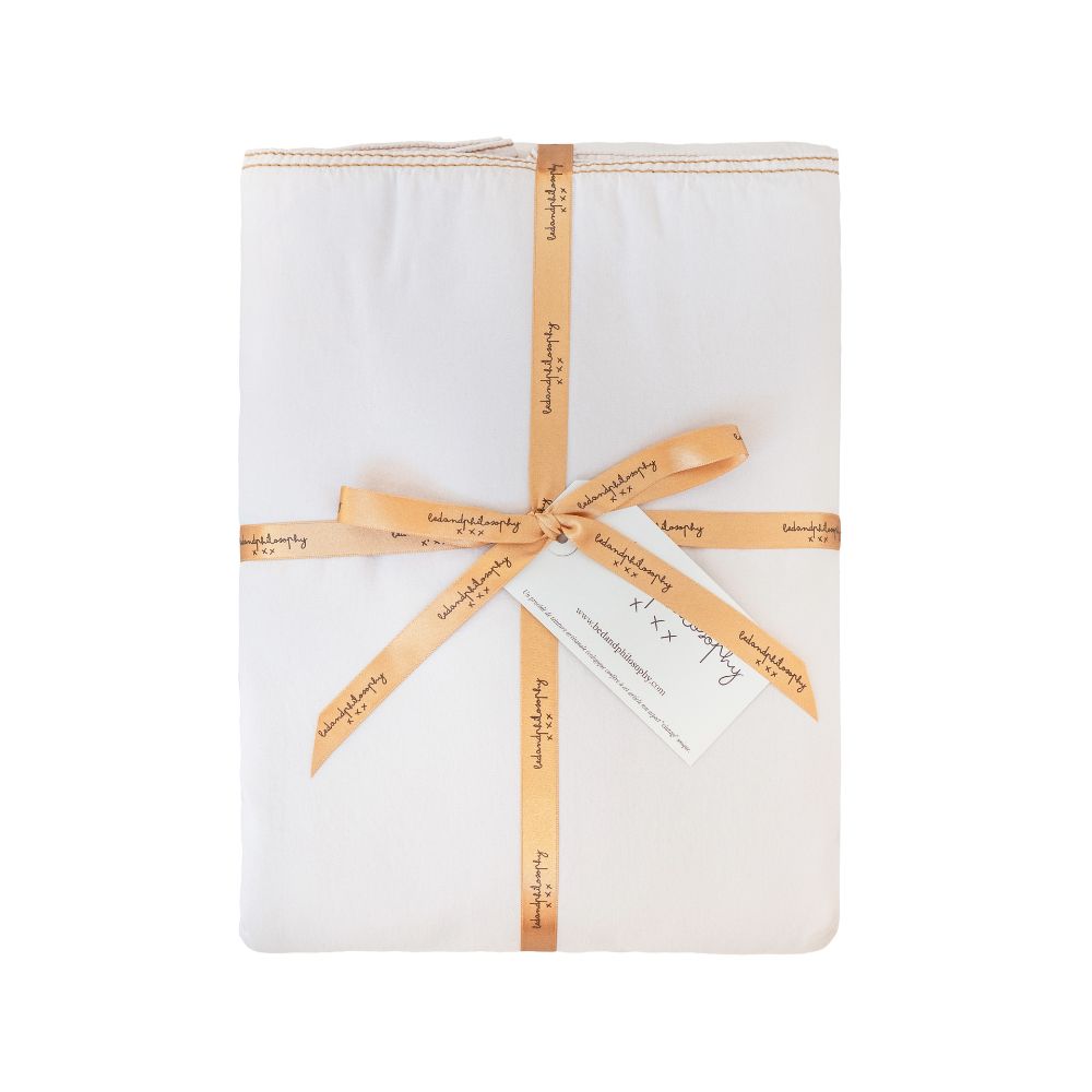 Housse De Couette En Satin De Coton - Blanc