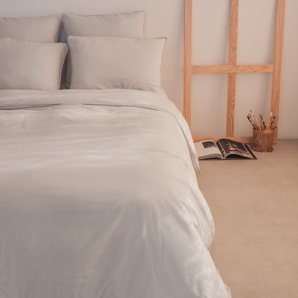 Housse De Couette En Satin De Coton - Blanc