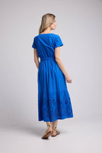 Vestido largo de manga corta - Azul