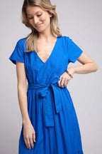 Vestido largo de manga corta - Azul