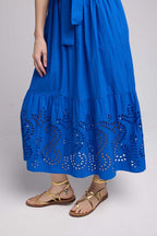 Vestido largo de manga corta - Azul