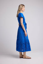 Vestido largo de manga corta - Azul