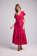 Robe Long Manches Courtes - Rose