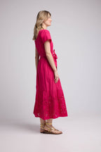Robe Long Manches Courtes - Rose