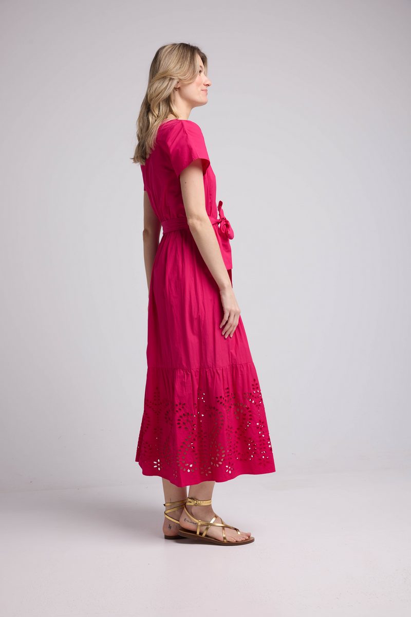 Robe Long Manches Courtes - Rose