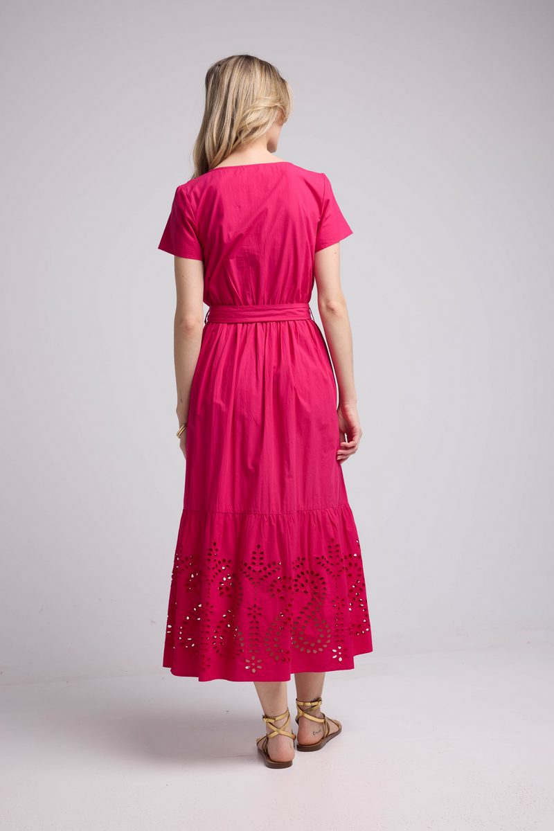 Robe Long Manches Courtes - Rose