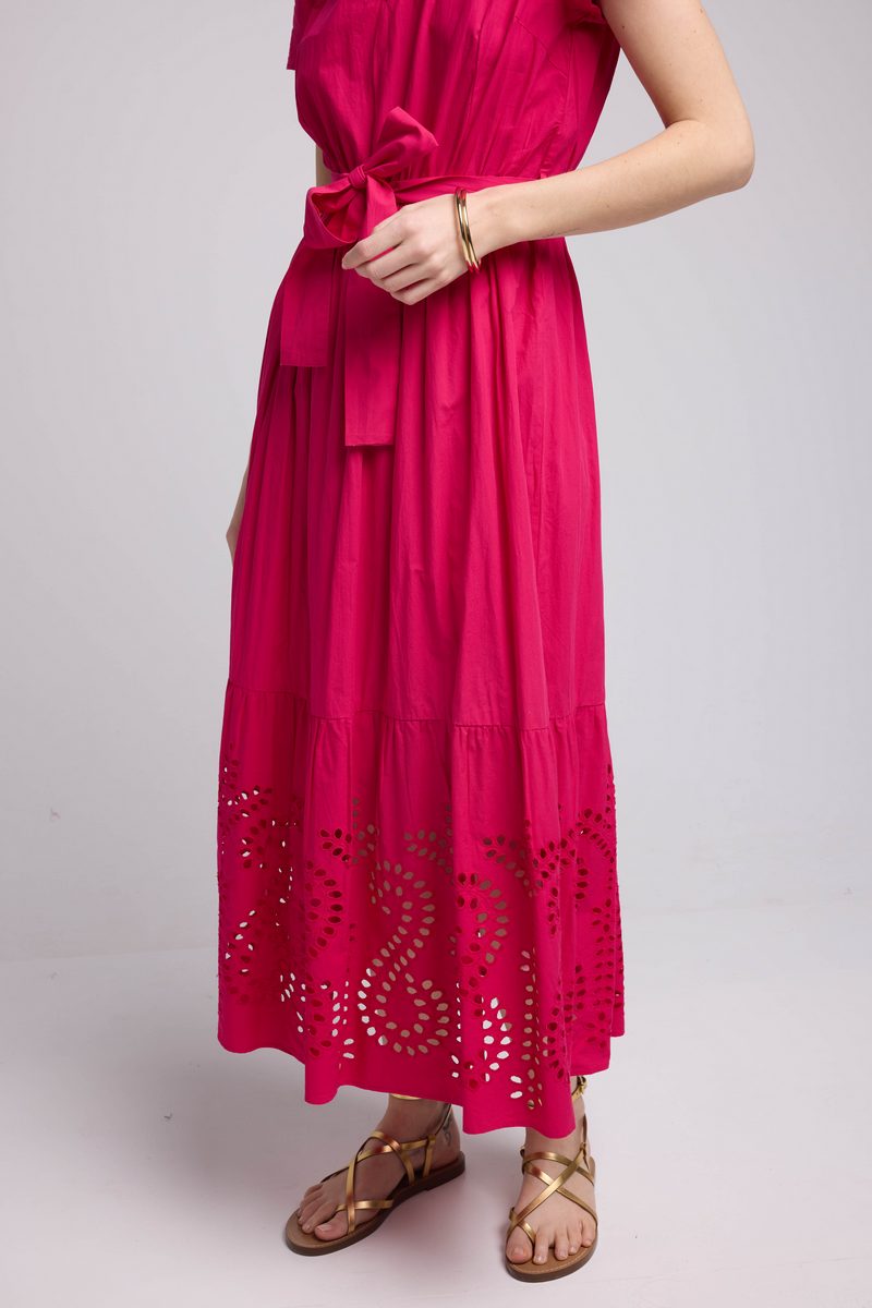 Robe Long Manches Courtes - Rose
