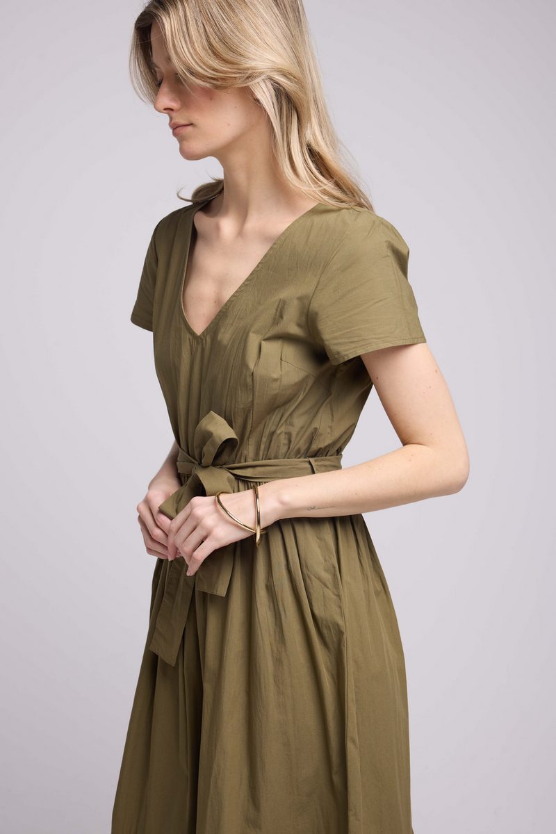 Robe Long Manches Courtes - Khaki