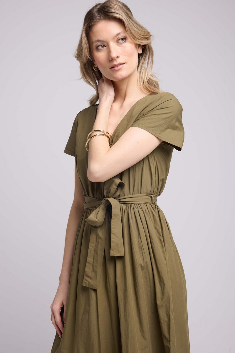Robe Long Manches Courtes - Khaki