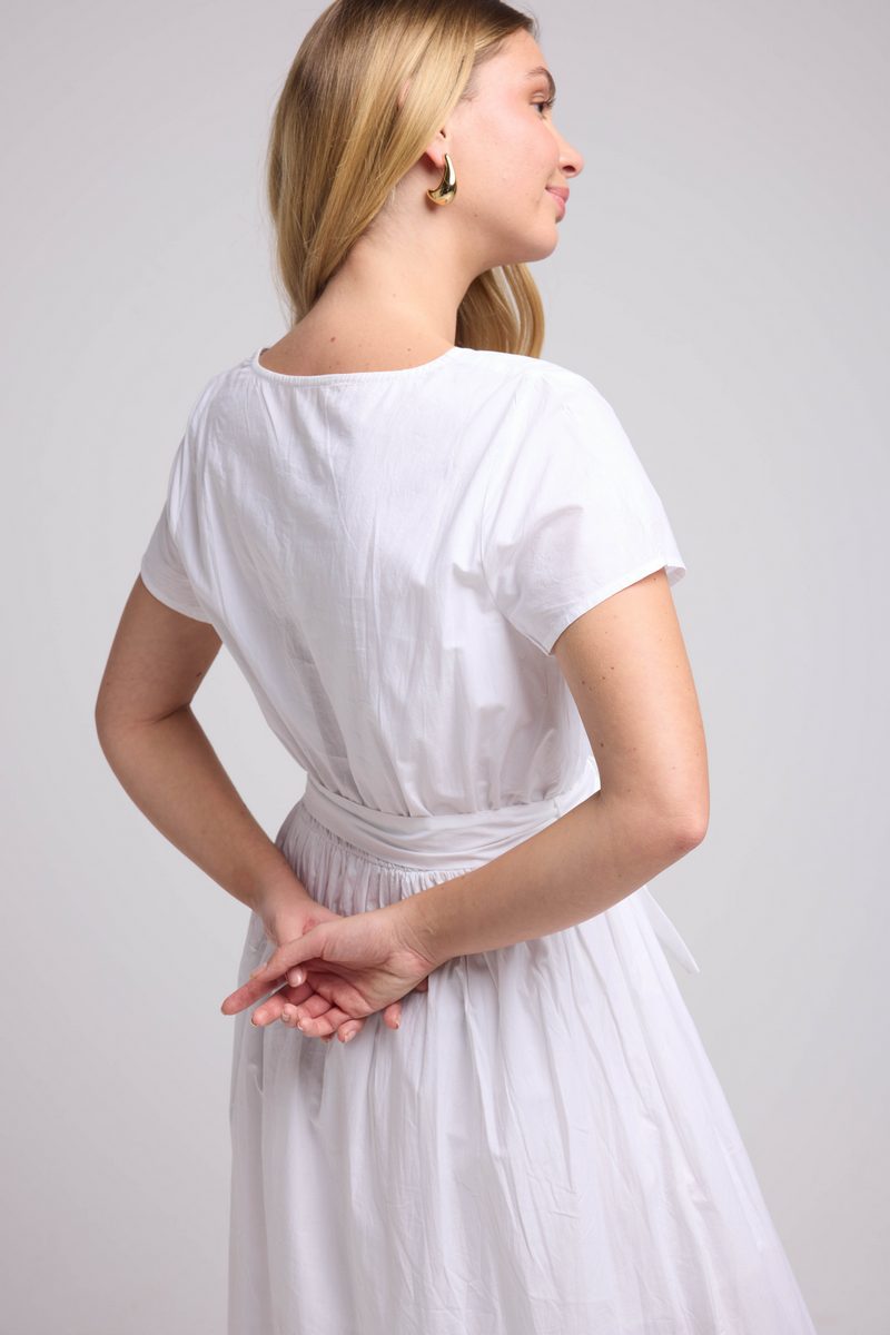 Robe Long Manches Courtes - Blanc Bleu