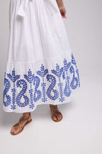 Robe Long Manches Courtes - Blanc Bleu
