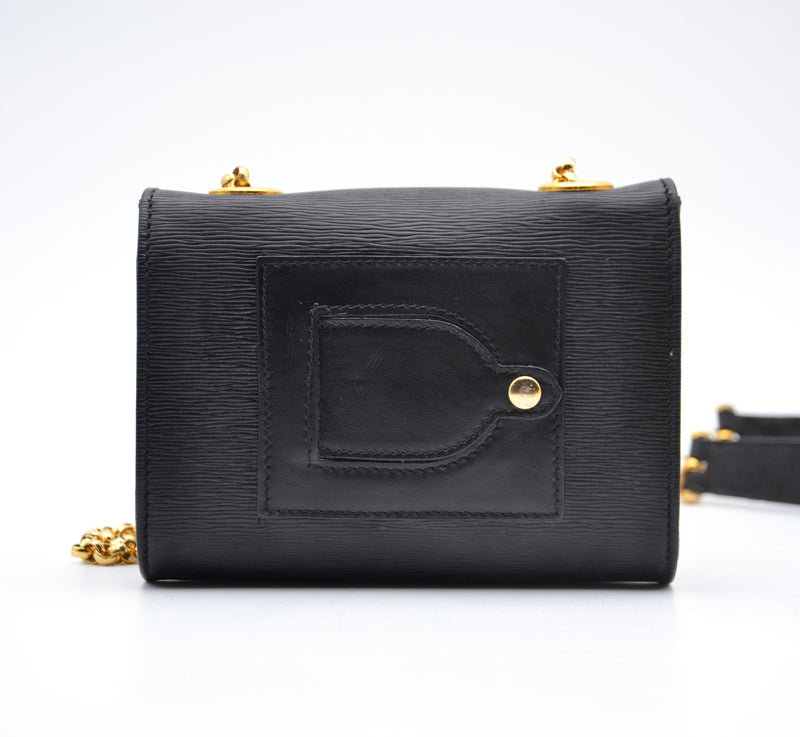 Bolso Chloé Mini De Piel Granulada Negra Con Cadena Dorada