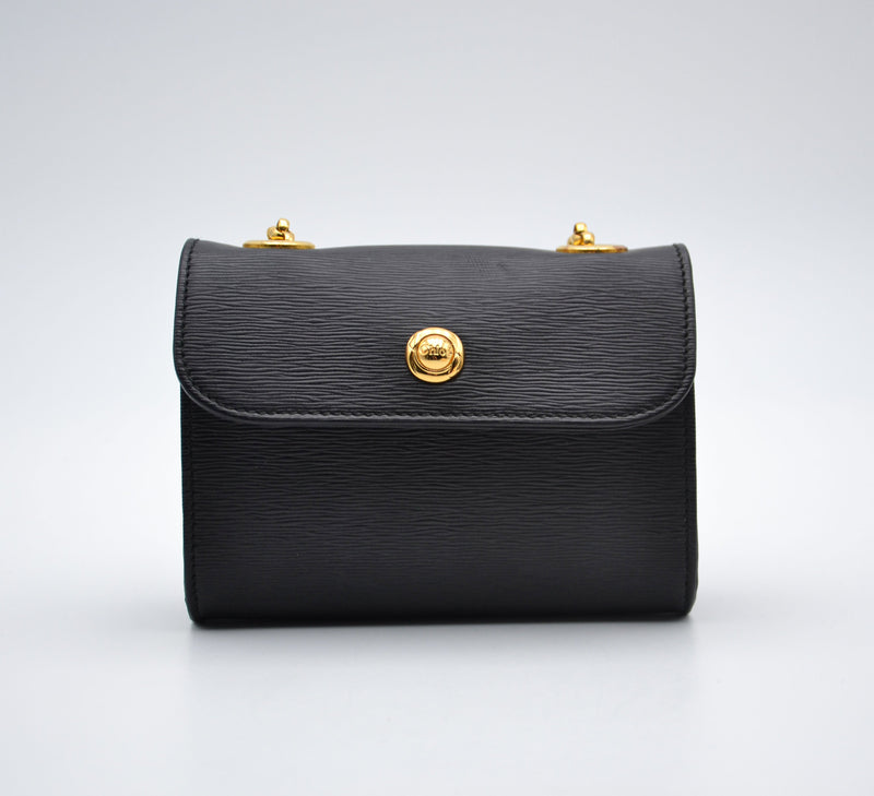 Bolso Chloé Mini De Piel Granulada Negra Con Cadena Dorada