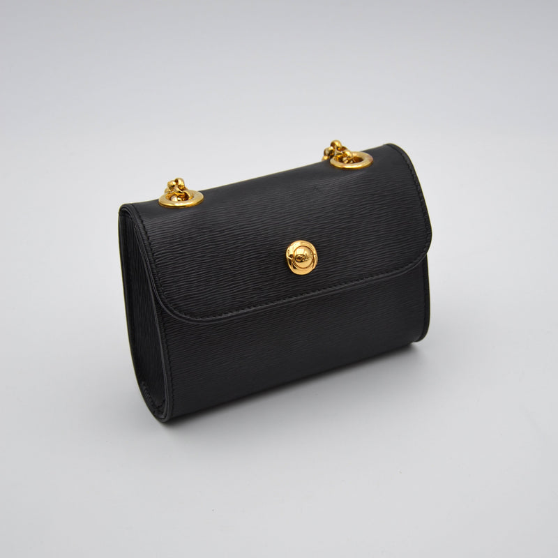 Bolso Chloé Mini De Piel Granulada Negra Con Cadena Dorada