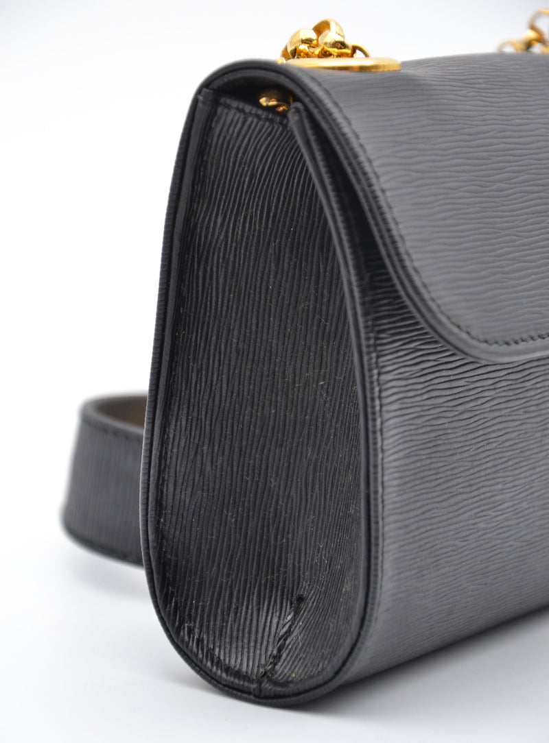 Bolso Chloé Mini De Piel Granulada Negra Con Cadena Dorada