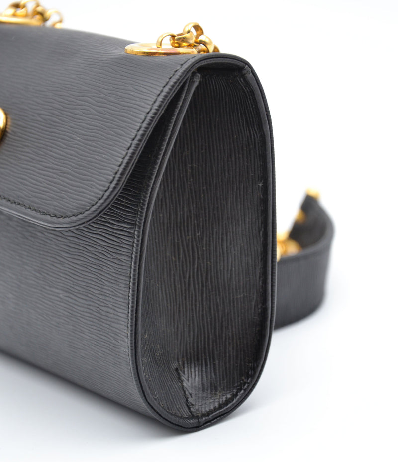 Bolso Chloé Mini De Piel Granulada Negra Con Cadena Dorada