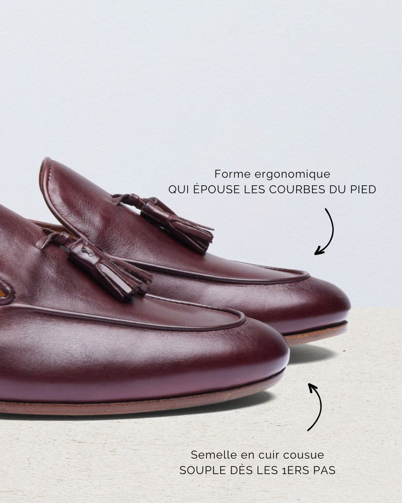 Penny Loafer Chloé - Cuir Bordeaux - Semelle Cuir - Femme