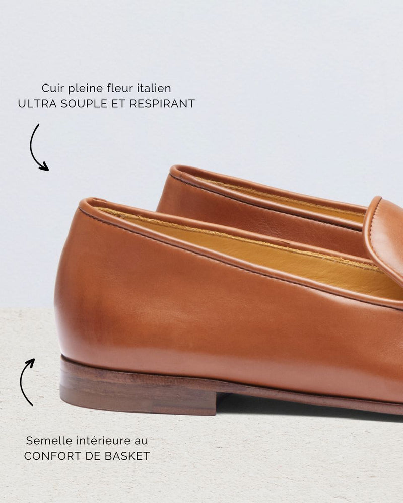 Penny Loafer Chloé - Cuir Caramel - Semelle Cuir - Femme