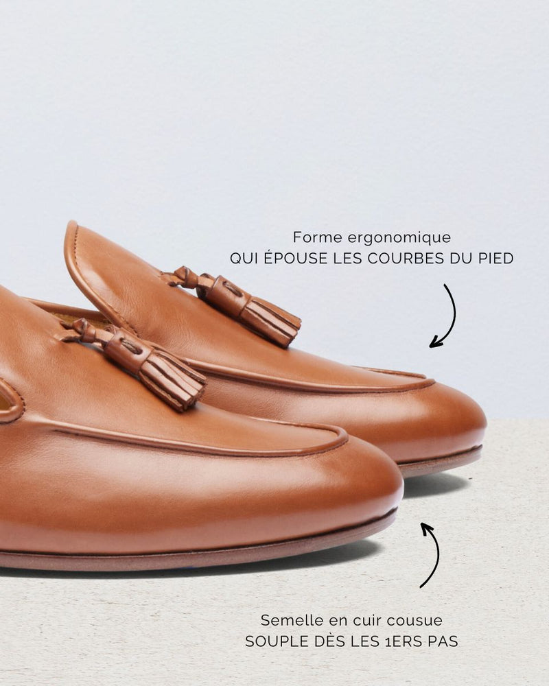 Penny Loafer Chloé - Cuir Caramel - Semelle Cuir - Femme