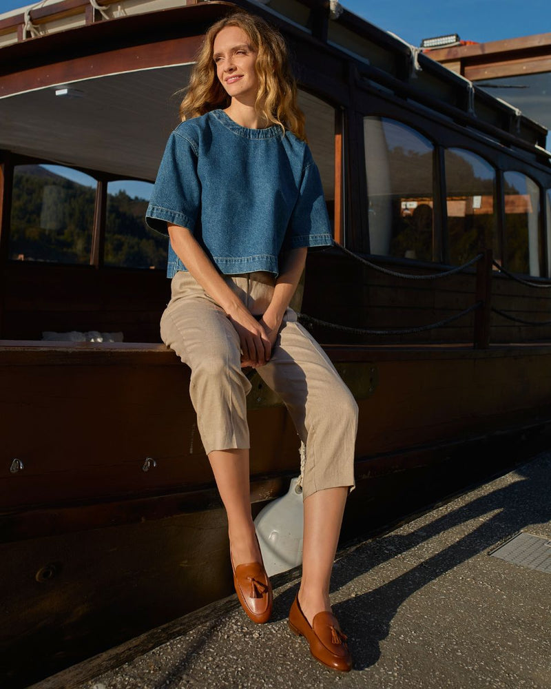 Penny Loafer Chloé - Cuir Caramel - Semelle Cuir - Femme