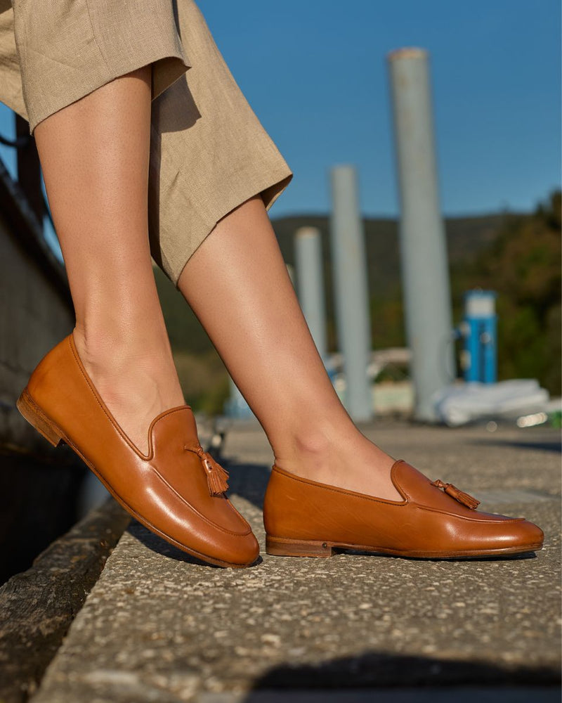 Penny Loafer Chloé - Cuir Caramel - Semelle Cuir - Femme