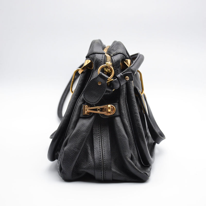 Chloé Paraty Cuero Granulado Negro Medio