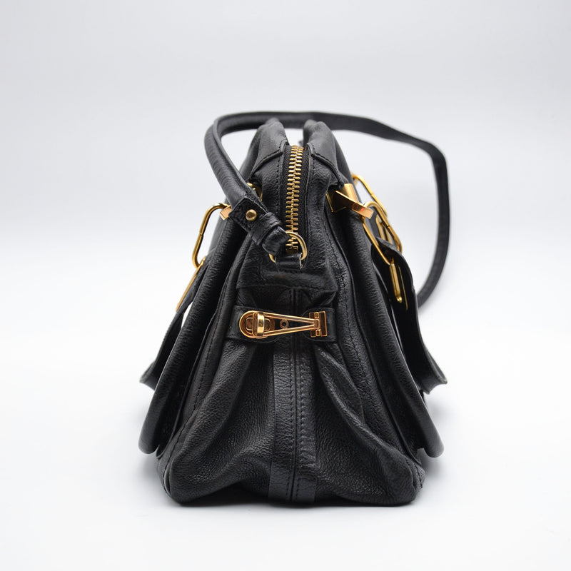 Chloé Paraty Cuero Granulado Negro Medio