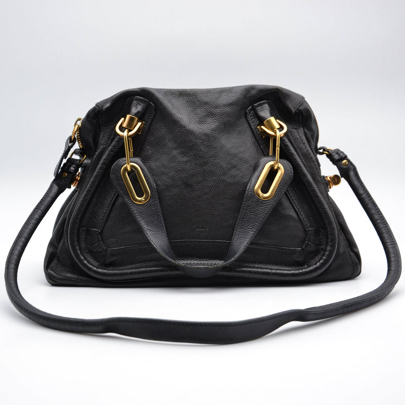 Chloé Paraty Cuero Granulado Negro Medio