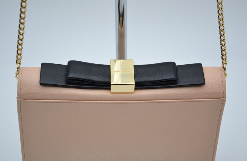Sac See By Chloé Wallet On Chain Cuir Grainé Rose Pastel