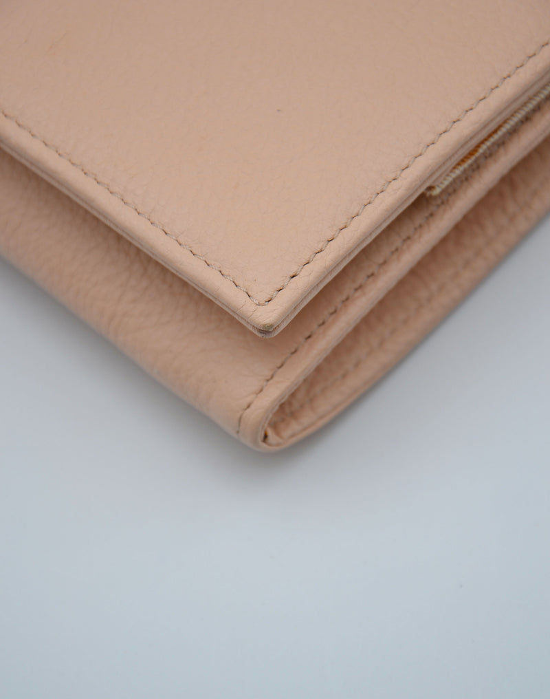 Sac See By Chloé Wallet On Chain Cuir Grainé Rose Pastel