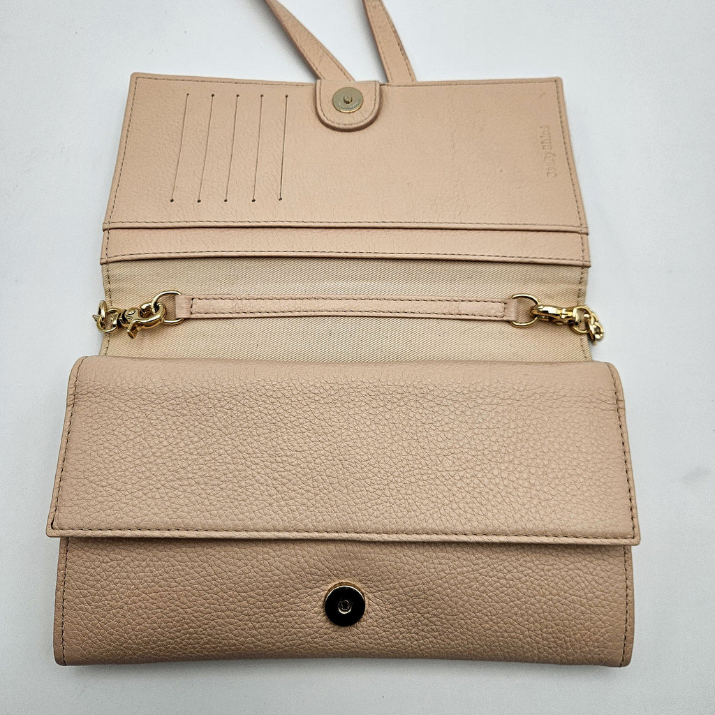 Bolso See By Chloé Wallet On Chain De Piel Granulada Rosa Pastel