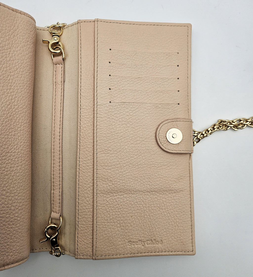 Bolso See By Chloé Wallet On Chain De Piel Granulada Rosa Pastel