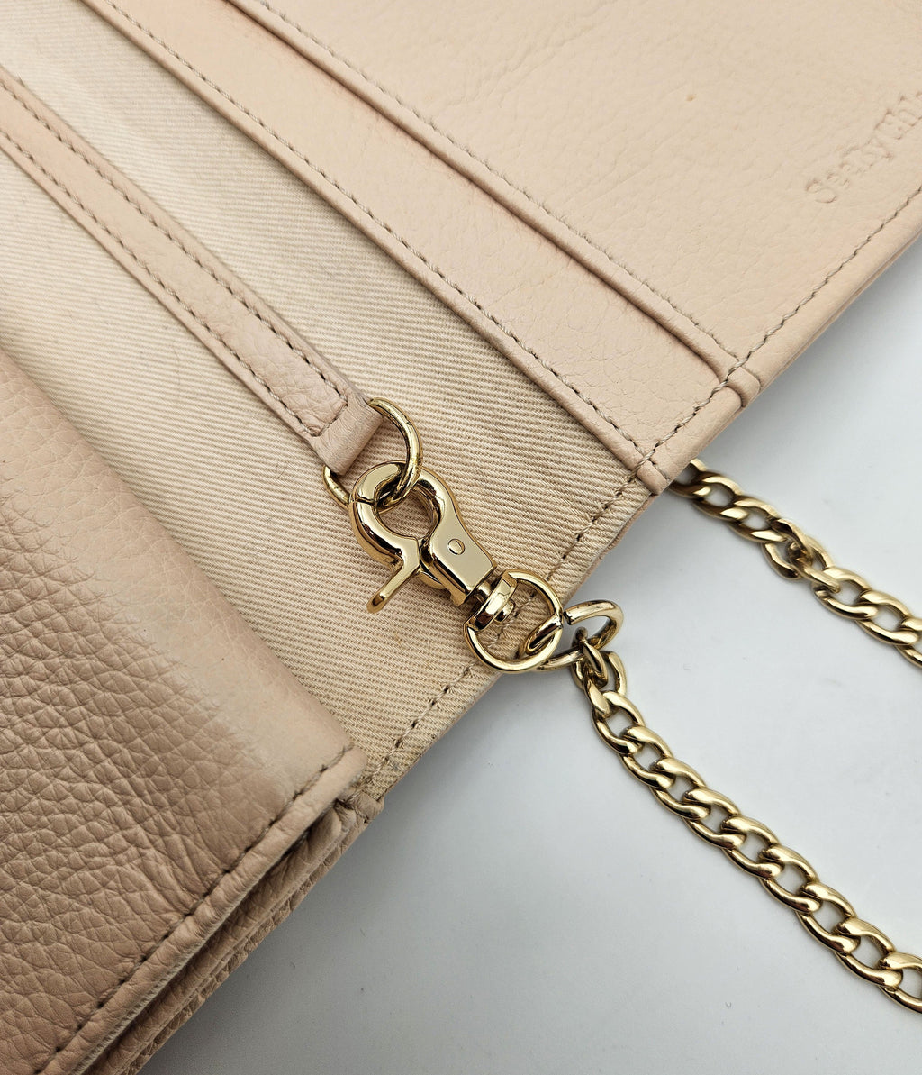 Bolso See By Chloé Wallet On Chain De Piel Granulada Rosa Pastel