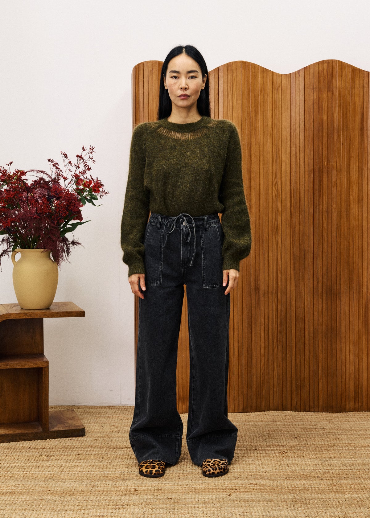 Pull Pivoine - Kaki