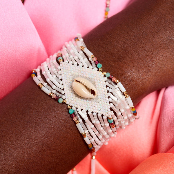 Chokohona White Cuff Bracelet